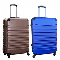Travelerz kofferset 2 delige ABS groot - met cijferslot - 95 liter - rose goud - blauw