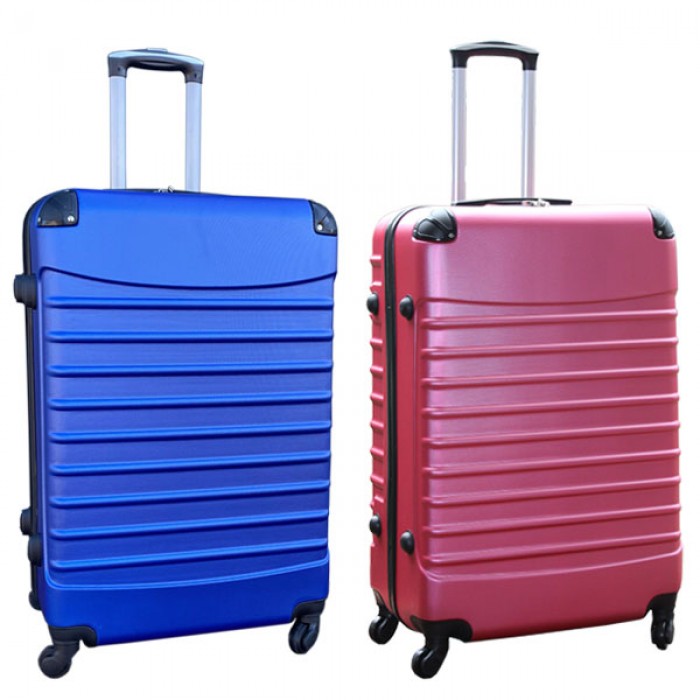 Travelerz kofferset 2 delige ABS groot - met cijferslot - 95 liter - roze - blauw