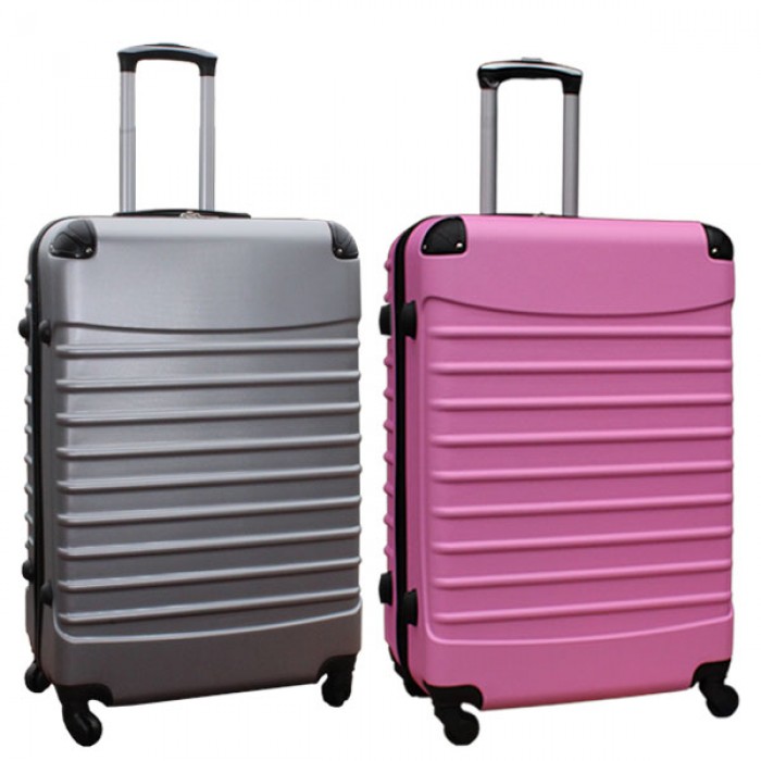 Travelerz kofferset 2 delige ABS groot - met cijferslot - 95 liter - zilver - licht roze Travelerz kofferset 2 delige ABS groot - met cijferslot - 95 liter - zilver - licht roze