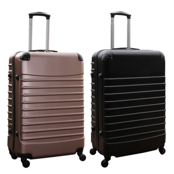 Travelerz kofferset 2 delige ABS groot - met cijferslot - 95 liter - rose goud - zwart Travelerz kofferset 2 delige ABS groot - met cijferslot - 95 liter - rose goud - zwart