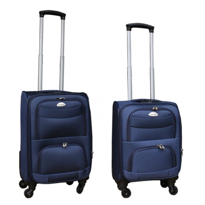 2 delige stoffen handbagage kofferset 27 en 39 liter blauw (stof) 2 delige stoffen handbagage kofferset 27 en 39 liter blauw (stof)