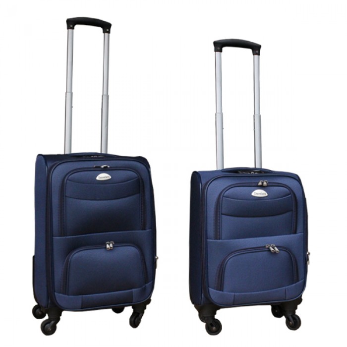 2 delige stoffen handbagage kofferset 27 en 39 liter blauw (stof)