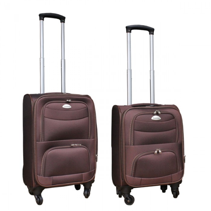 2 delige stoffen handbagage kofferset 27 en 39 liter bruin (stof) 2 delige stoffen handbagage kofferset 27 en 39 liter bruin (stof)