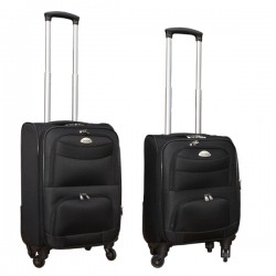 2 delige stoffen handbagage kofferset 27 en 39 liter zwart (stof)