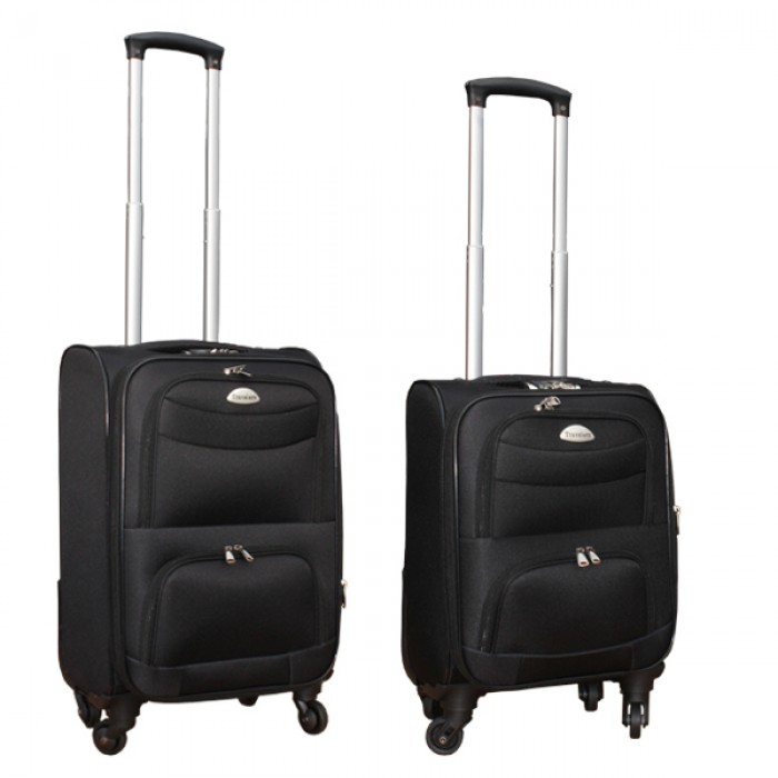 2 delige stoffen handbagage kofferset 27 en 39 liter zwart (stof) 2 delige stoffen handbagage kofferset 27 en 39 liter zwart (stof)