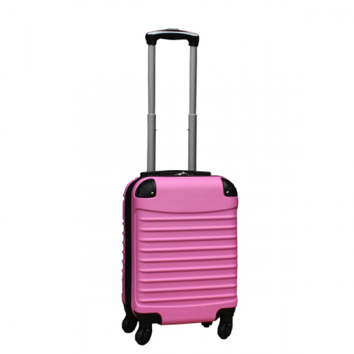 Travelerz kofferset 2 delige ABS handbagage koffers - met cijferslot - 27 liter - licht roze - zilver