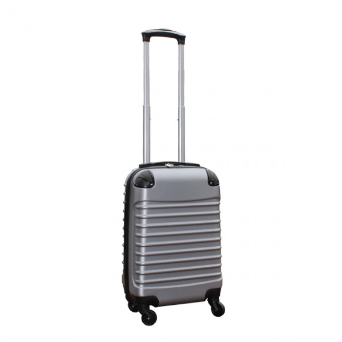 Travelerz kofferset 2 delige ABS handbagage koffers - met cijferslot - 27 liter - licht roze - zilver