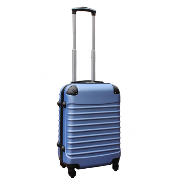 Travelerz kofferset 2 delige ABS handbagage koffers - met cijferslot - 39 liter - zilver - licht blauw