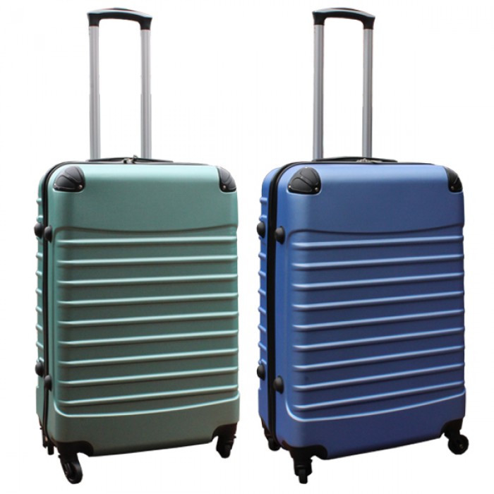 Travelerz kofferset 2 delige ABS groot - met cijferslot - 69 liter - groen - licht blauw