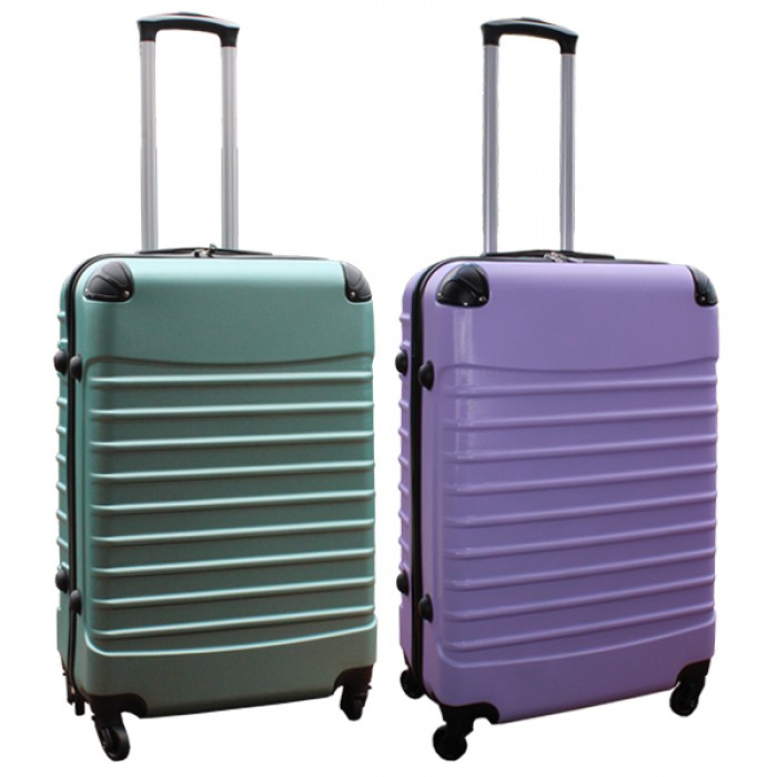 Travelerz kofferset 2 delige ABS groot - met cijferslot - 69 liter - groen – lila