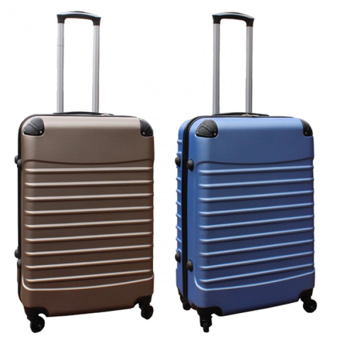 Travelerz kofferset 2 delige ABS groot - met cijferslot - 69 liter - licht blauw - goud