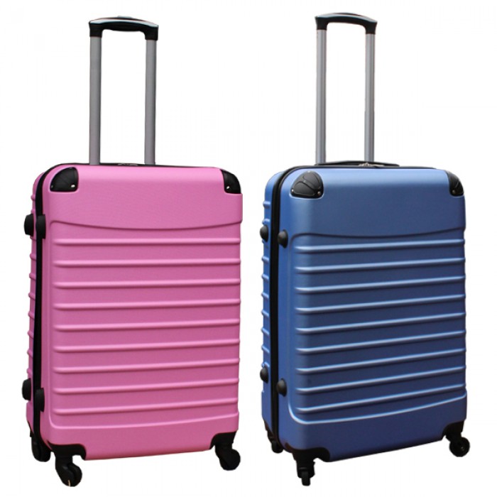 Travelerz kofferset 2 delige ABS groot - met cijferslot - 69 liter - licht blauw - licht roze