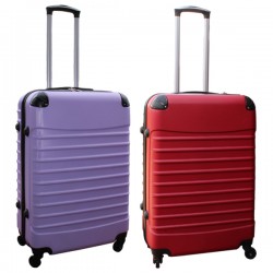 Travelerz kofferset 2 delige ABS groot - met cijferslot - 69 liter - rood - lila