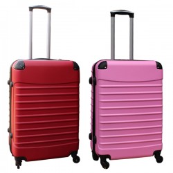 Travelerz kofferset 2 delige ABS groot - met cijferslot - 69 liter - rood – licht roze