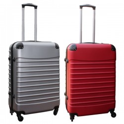 Travelerz kofferset 2 delige ABS groot - met cijferslot - 69 liter - rood – zilver