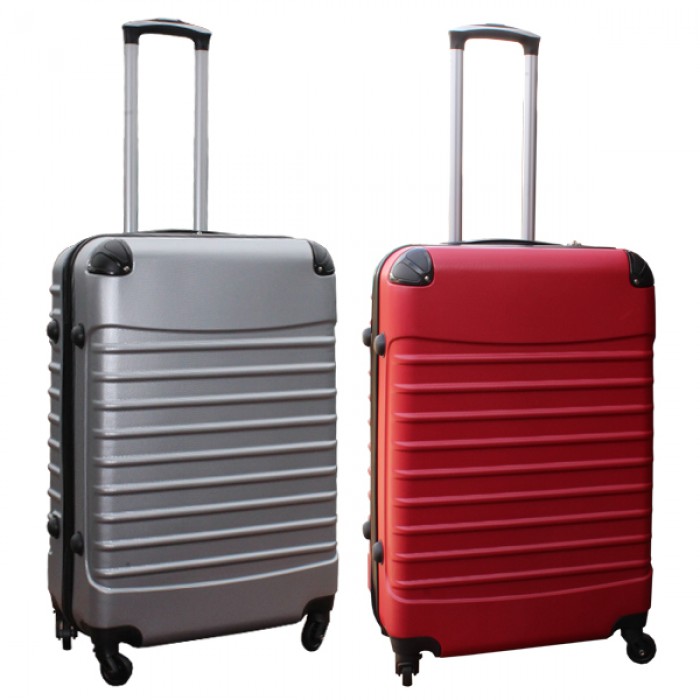 Travelerz kofferset 2 delige ABS groot - met cijferslot - 69 liter - rood – zilver