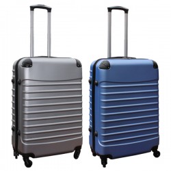 Travelerz kofferset 2 delige ABS groot - met cijferslot - 69 liter - zilver - licht blauw