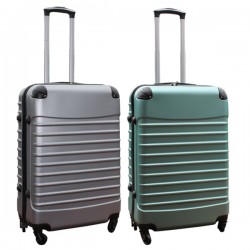 Travelerz kofferset 2 delige ABS groot - met cijferslot - 69 liter - zilver – groen