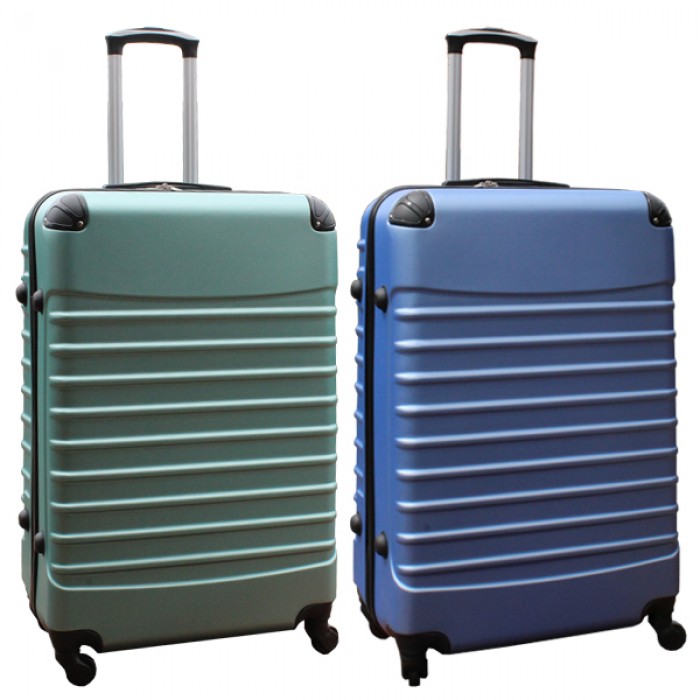 Travelerz kofferset 2 delige ABS groot - met cijferslot - 95 liter - groen - licht blauw