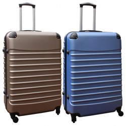 Travelerz kofferset 2 delige ABS groot - met cijferslot - 95 liter - licht blauw - goud