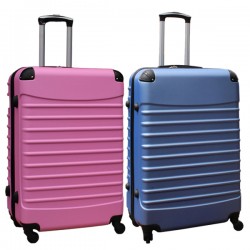 Travelerz kofferset 2 delige ABS groot - met cijferslot - 95 liter - licht blauw - licht roze