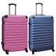 Travelerz kofferset 2 delige ABS groot - met cijferslot - 95 liter - licht blauw - licht roze
