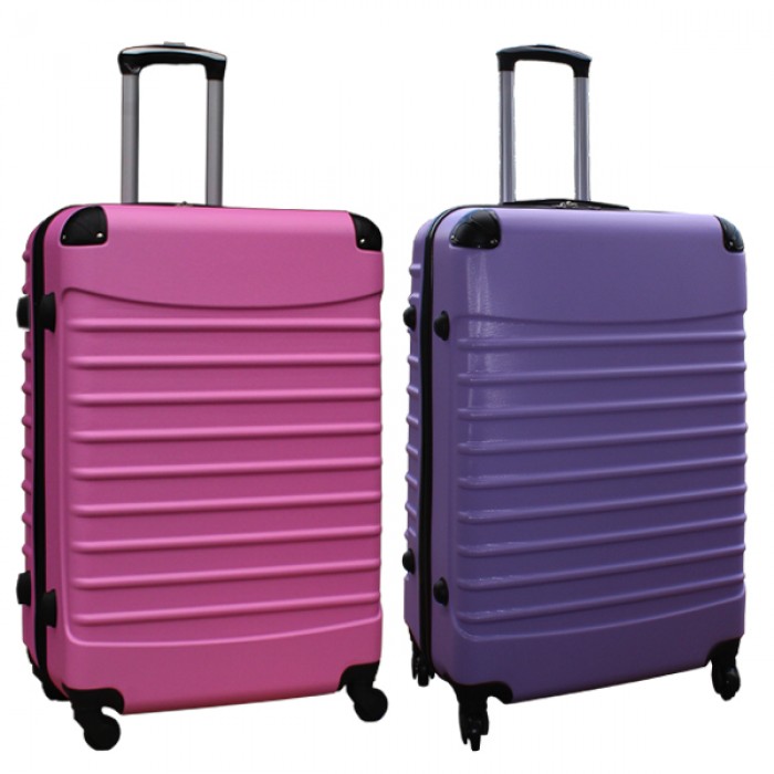 Travelerz kofferset 2 delige ABS groot - met cijferslot - 95 liter - licht roze - lila