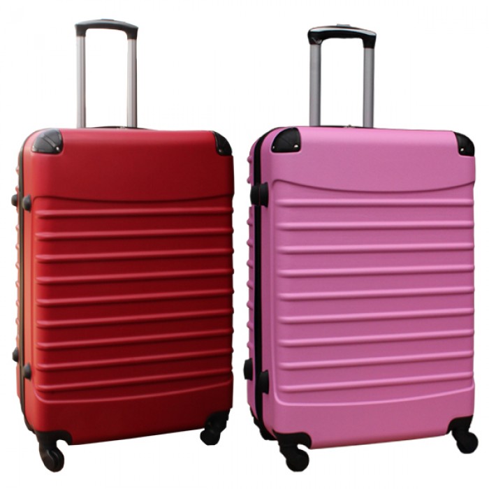 Travelerz kofferset 2 delige ABS groot - met cijferslot - 95 liter - rood - licht roze