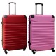 Travelerz kofferset 2 delige ABS groot - met cijferslot - 95 liter - rood - licht roze Travelerz kofferset 2 delige ABS groot - met cijferslot - 95 liter - rood - licht roze