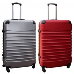 Travelerz kofferset 2 delige ABS groot - met cijferslot - 95 liter - rood - zilver