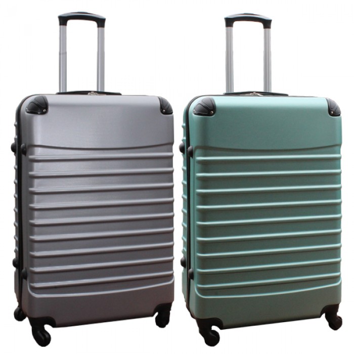 Travelerz kofferset 2 delige ABS groot - met cijferslot - 95 liter - zilver - groen