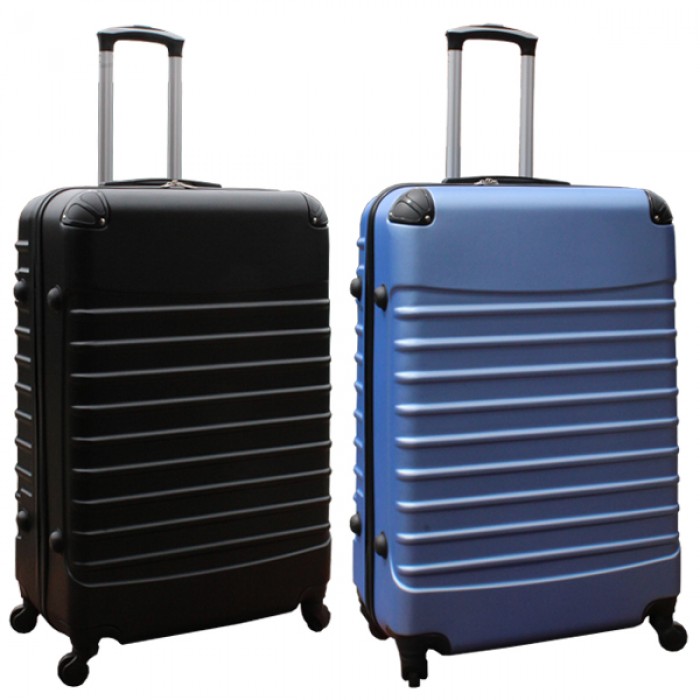Travelerz kofferset 2 delige ABS groot - met cijferslot - 95 liter - zwart - licht blauw