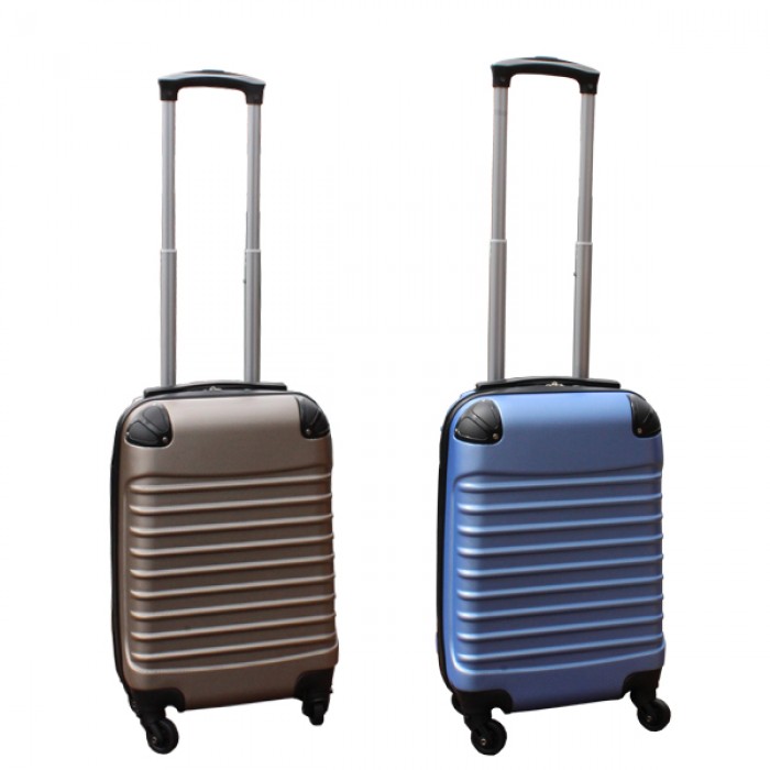 Travelerz kofferset 2 delige ABS handbagage koffers - met cijferslot - 27 liter - licht blauw - goud