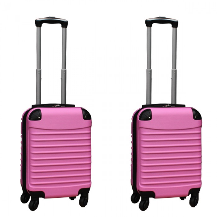 Travelerz kofferset 2 delige ABS handbagage koffers - met cijferslot - 27 liter - licht roze