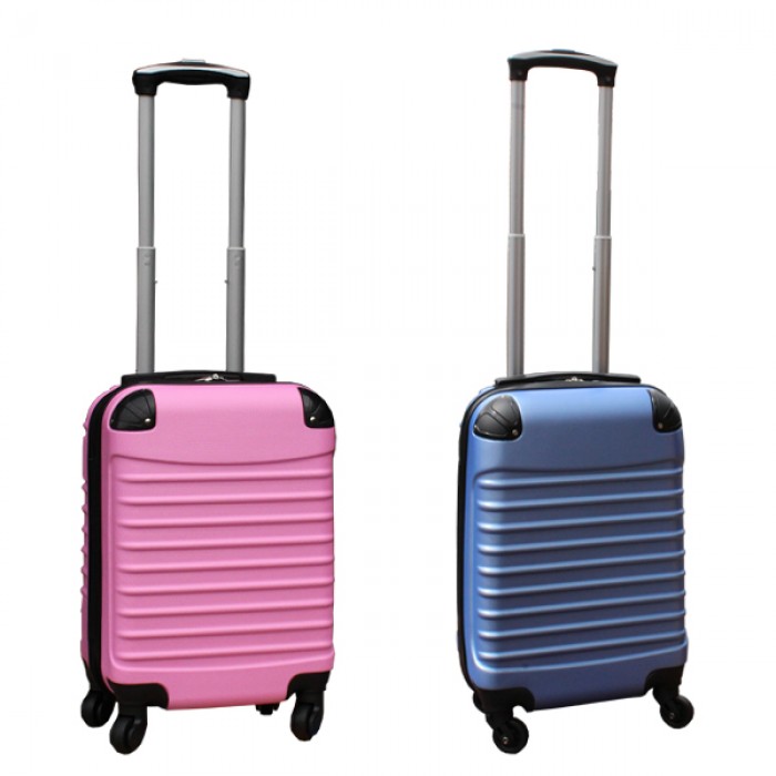 Travelerz kofferset 2 delige ABS handbagage koffers - met cijferslot - 27 liter - licht roze - licht blauw