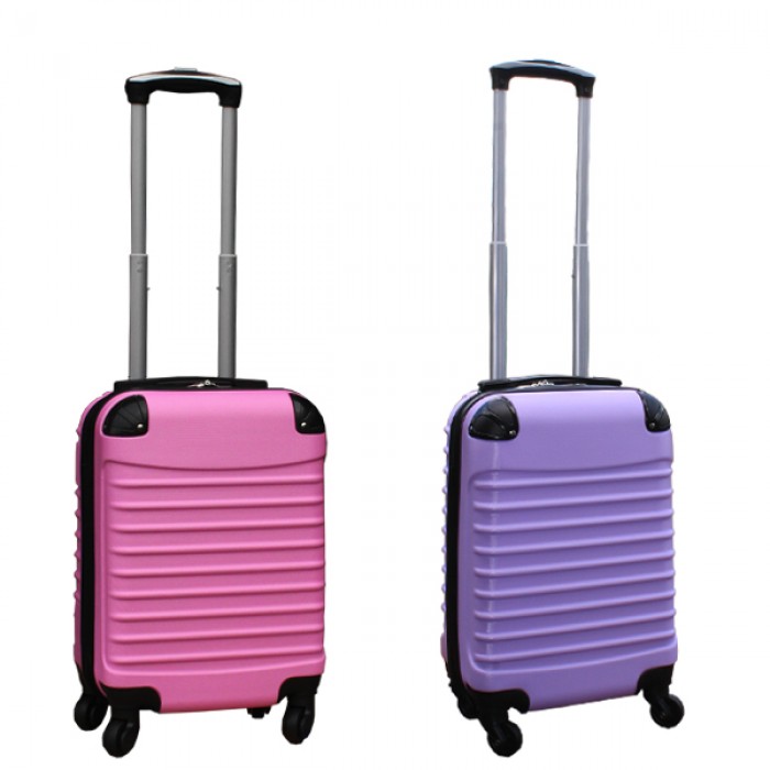 Travelerz kofferset 2 delige ABS handbagage koffers - met cijferslot - 27 liter - licht roze - lila
