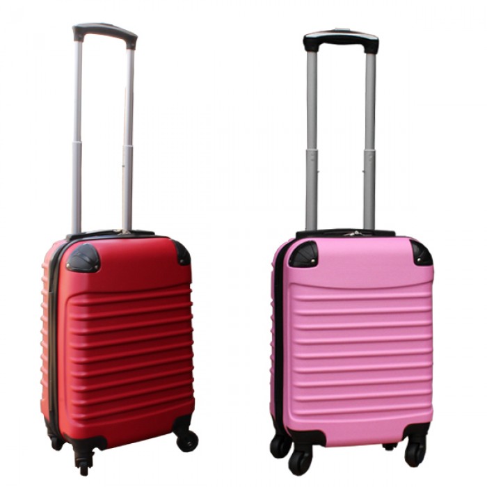 Travelerz kofferset 2 delige ABS handbagage koffers - met cijferslot - 27 liter - licht roze - rood Travelerz kofferset 2 delige ABS handbagage koffers - met cijferslot - 27 liter - licht roze - rood