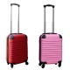 Travelerz kofferset 2 delige ABS handbagage koffers - met cijferslot - 27 liter - licht roze - rood Travelerz kofferset 2 delige ABS handbagage koffers - met cijferslot - 27 liter - licht roze - rood