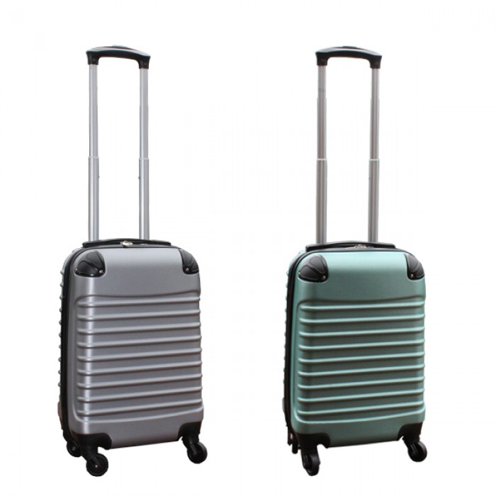 Travelerz kofferset 2 delige ABS handbagage koffers - met cijferslot - 27 liter - zilver - groen