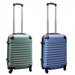 Travelerz kofferset 2 delige ABS handbagage koffers - met cijferslot - 39 liter - groen - licht blauw