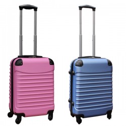 Travelerz kofferset 2 delige ABS handbagage koffers - met cijferslot - 39 liter - licht roze - licht blauw