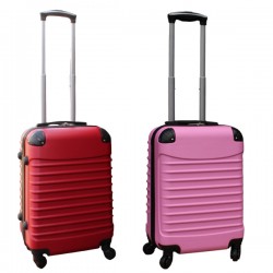 Travelerz kofferset 2 delige ABS handbagage koffers - met cijferslot - 39 liter - rood - licht roze