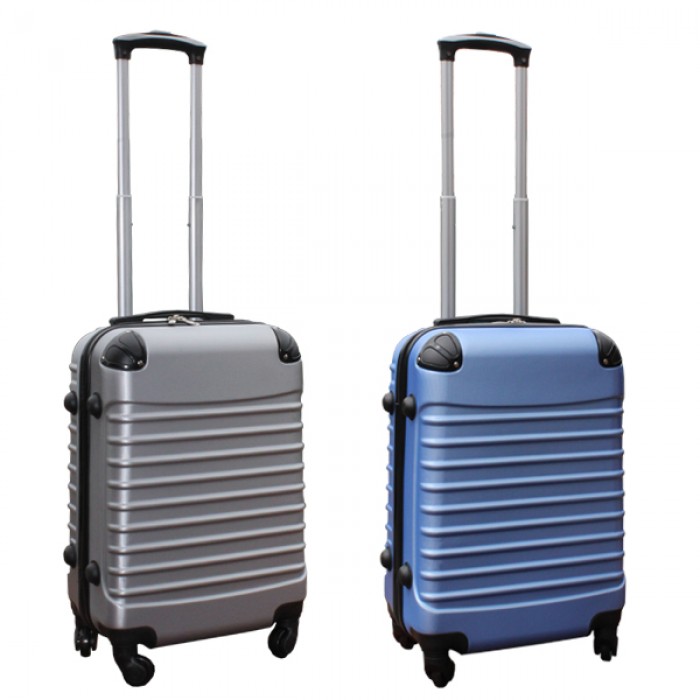 Travelerz kofferset 2 delige ABS handbagage koffers - met cijferslot - 39 liter - zilver - licht blauw