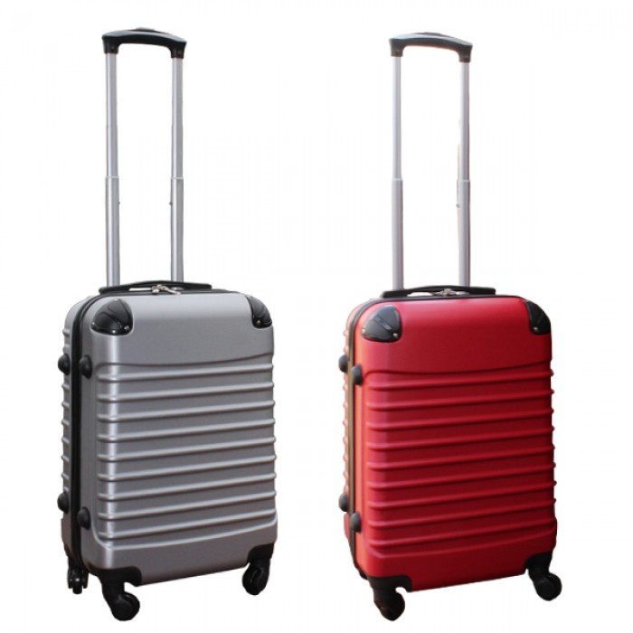Travelerz kofferset 2 delige ABS handbagage koffers - met cijferslot - 39 liter - zilver - rood