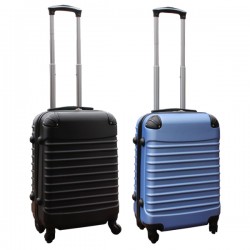 Travelerz kofferset 2 delige ABS handbagage koffers - met cijferslot - 39 liter - zwart - licht blauw