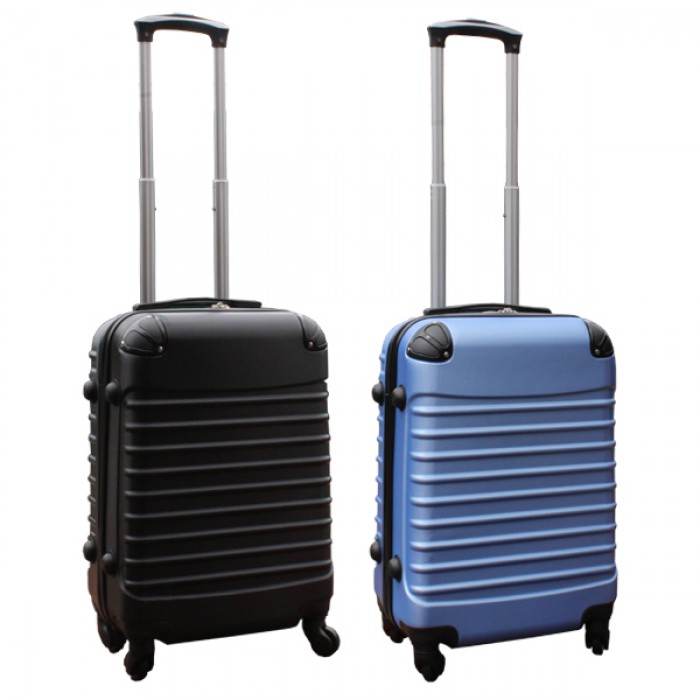 Travelerz kofferset 2 delige ABS handbagage koffers - met cijferslot - 39 liter - zwart - licht blauw Travelerz kofferset 2 delige ABS handbagage koffers - met cijferslot - 39 liter - zwart - licht blauw