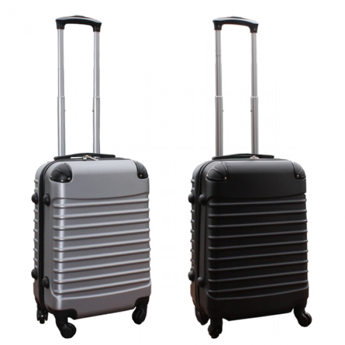 Travelerz kofferset 2 delige ABS handbagage koffers - met cijferslot - 39 liter - zwart - zilver Travelerz kofferset 2 delige ABS handbagage koffers - met cijferslot - 39 liter - zwart - zilver