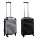 Travelerz kofferset 2 delige ABS handbagage koffers - met cijferslot - 39 liter - zwart - zilver Travelerz kofferset 2 delige ABS handbagage koffers - met cijferslot - 39 liter - zwart - zilver