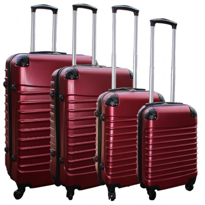Travelerz kofferset 4 delig ABS - zwenkwielen - met cijferslot - bordeauxrood