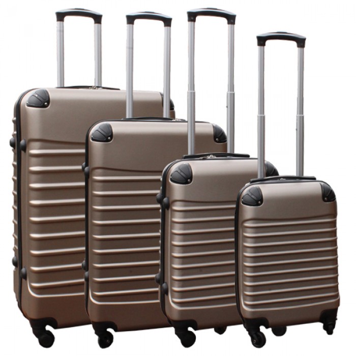 Travelerz kofferset 4 delig ABS - zwenkwielen - met cijferslot - goud Travelerz kofferset 4 delig ABS - zwenkwielen - met cijferslot - goud